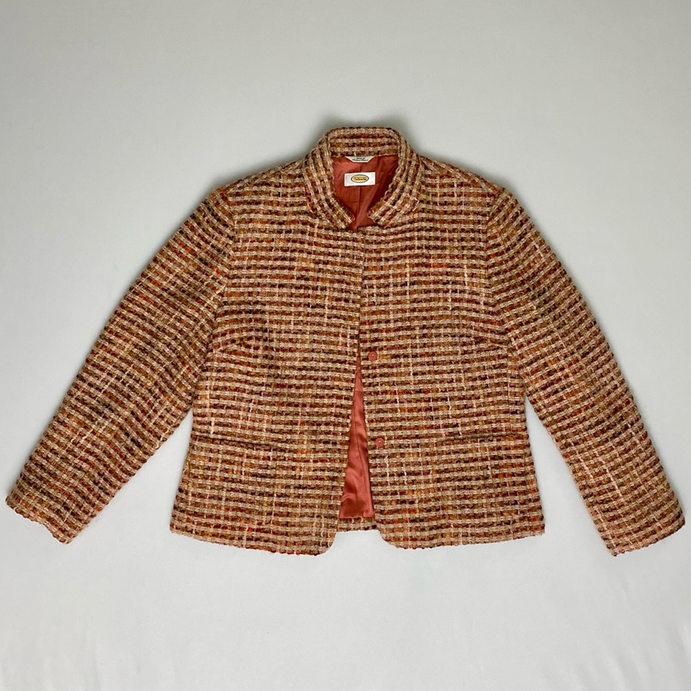 🤍 2026 Summer Fashion 🤍 
TALBOTS Size 12 Orange/Pink/Brown Tweed Wool Blazer